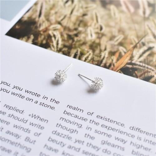 Lovely Small Silver Color Alloy Dandelion Earrings Good Quality Creative Stud Earrings for women Fashion Jewelry