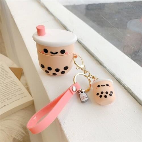 Cute Boba Earphone Case For Airpods Pro 3 Kawaii Silicon Wireless For Air Pods 2 Protective Cover Accessories Keychain Keyr Ring