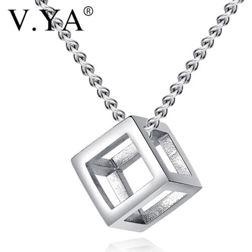 V.YA Fashion Pendants For Women&Men Simple Stainless Steel Black Square Necklaces For Lover Special Gift