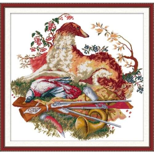 Hunting dog cross stitch kit aida 14ct 11ct count print canvas cross stitches stitching kits needlework embroidery DIY handmade