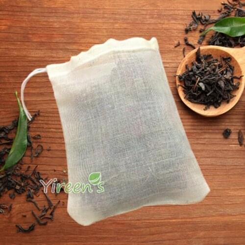 Wholesale 100pcs 130 X 160mm pure cotton Filter with strings Natural cotton Yarn bag Halogen Medicine Herbal Leaf Bag, no bleach