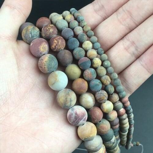 Natural Stone Matte Picasso Jaspers Loose Spacer Beads For Jewelry Making DIY Charms Bracelet Necklace 15''4/6/8/10/12mm