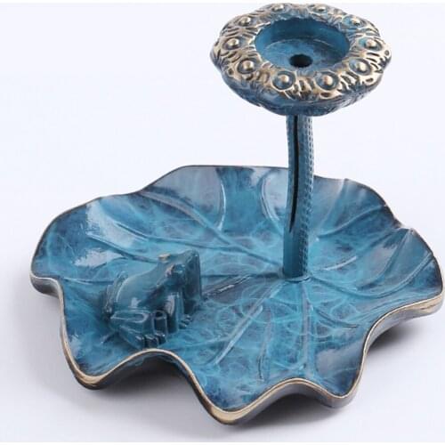 Lotus Back Flow Incense Holder Creative Retro Incense Plate Burn Blue Incense Burner Home Personality Crafts Decorations