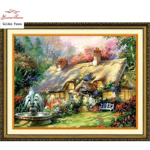 Needlework,DIY DMC Cross stitch,Sets For Embroidery kits,country house pattern Counted Cross-Stitching,new Year wholesale cross
