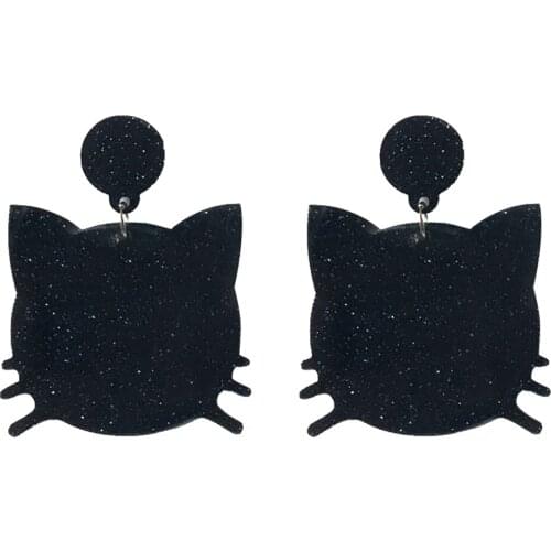 Blcak Earrings Cat Shape Stub Kitty Stund Jewelry Earrings Fashion Cute Animal Cat Pendant Earrings Kitten Drop Earrings