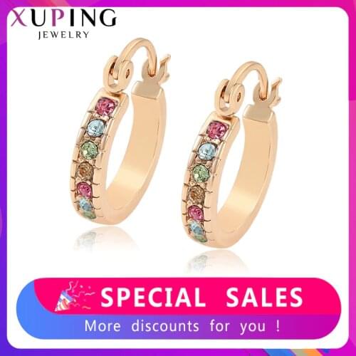 Xuping Newest Hot Sell Hoop Earrings for Women Colorful Fashion Jewelry Birthday Engagement Party Gift 21683