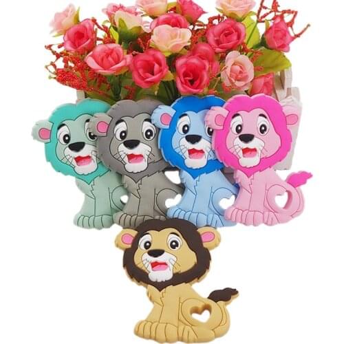 Chenkai 5PCS BPA Free Silicone Lion Teether Dummy Cartoon Pacifier Teething For DIY Infant Smoothing Sensory Bite Toy Accessory