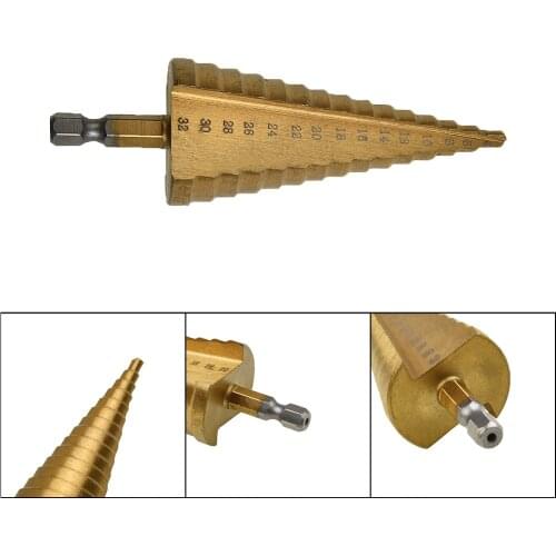 4-12mm 4-20mm 4-32mm HSS Titanium Coated Step Drill Bit Drilling Power Tools Metal High Speed Steel Wood Hole Cutter Cone Drill