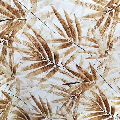 Shirt fabric printed fabric Bamboo leaf polyester fabric Chiffon fabric little stretchy chiffon