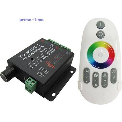 TQ MUSIC 2 RF RGB Music Controller DC12-24V 18A with RF Wilress Intelligent Sonic Sensitivity Led Backlight Remote