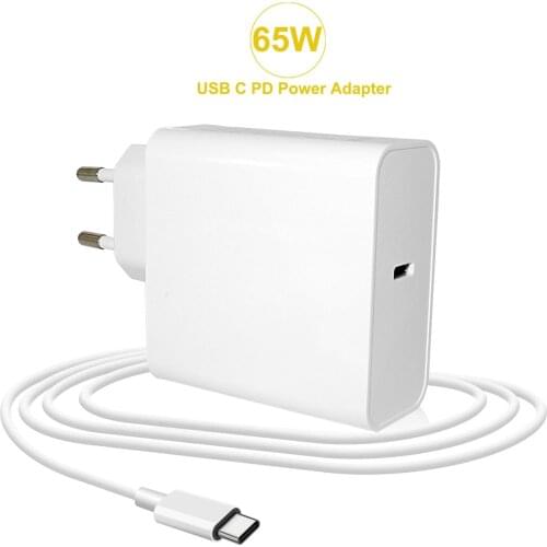 65W USB Type C PD Laptop Adapter Charger for Macbook Asus Lenovo ThinkPad 20V 3.25A 15V 3A 9V 3A 12V 3A 5V 2A Ac Power Adapter