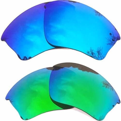 Ice Blue Mirrored & Green Mirrored Polarized Replacement Lenses for Half Jacket XLJ Frame 100% UVA & UVB