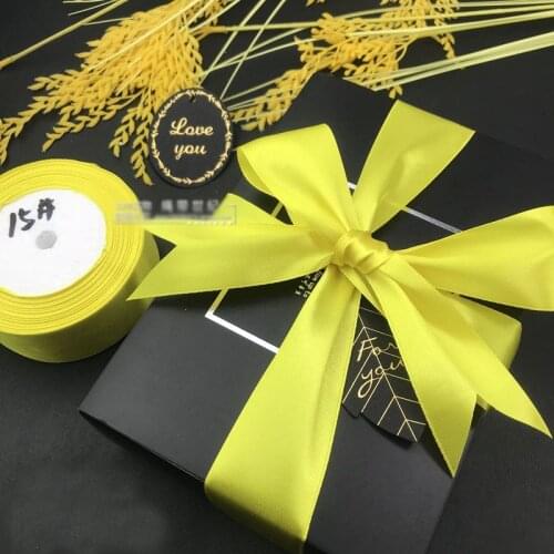 Yellow Silk Satin Ribbons Gift Box Packaging DIY Roses Flower Wedding Christmas Halloween Decoration (3/6/10//15/20/25/40/50mm)