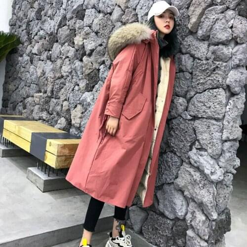 Large Real Raccoon Fur Collar 2019 Women Winter Down Jacket Coat Hooded Long Overcoat Female Thicken Warm White Duck Down Parkas