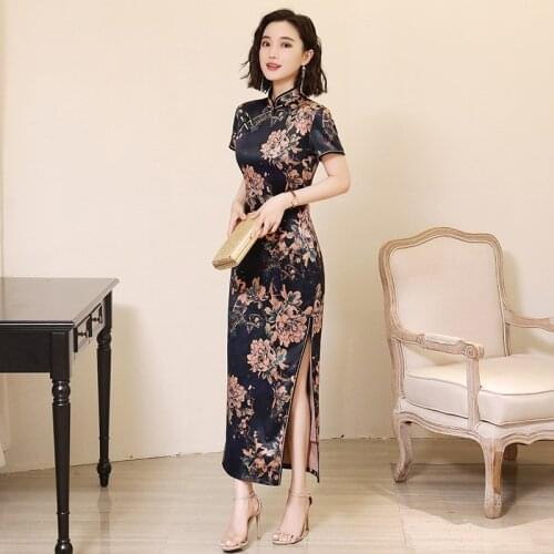 Summer 2020 New Qipao Runway Long Style Double Layer Improved Qipao Daily Slimming Traditional Chinese Women Long Dress платье