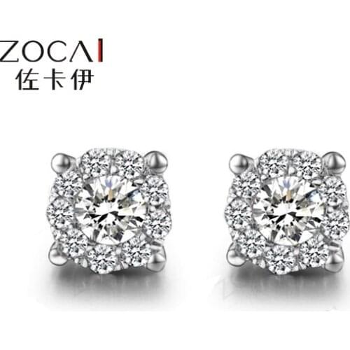 ZOCAI TRENDY NATRAL BRINCO 0.3 CT CERTIFIED DIAMOND EARRINGS JEWELRY EARRING EAR STUDS ROUND CUT 18K WHITE GOLD