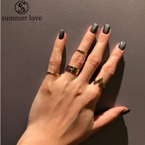 1Pc Heartbeat Ring Fashion Chic Lightning Design Rock Style Finger Rings for Women Jewelry Accessories