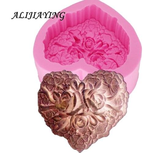 1Pcs Heart flower shape Silicone Fondant Mould Cake Decorating Tools Love soap Molds Kitchen Accessories D0274