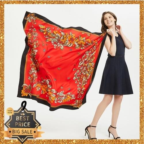 2020 New Print Women Big Scarf 130cm Square Pashmina Twill Silk Feeling Ladies Kerchief Luxury Scarves Hijab Fashion Shawl Wrap