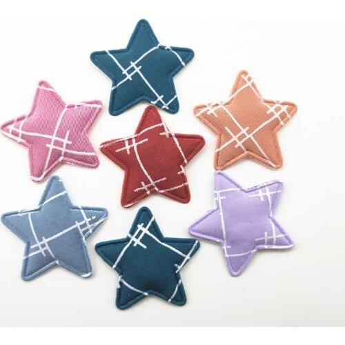 48Pcs/LOT 3.5CM Star Padded Appliques For DIY Handmade Children Hair Clip Accessories And Garment Decoration Patches
