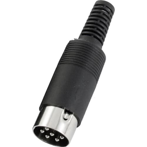 6 Pin DIN Plug Male Solder Cable Connector Adapter with Plastic Handle Black for Computer