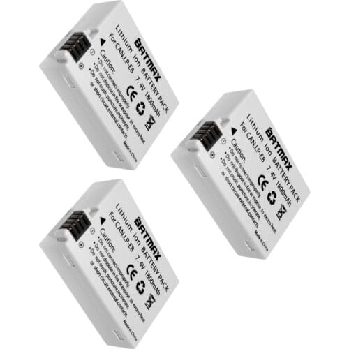 3pcs LP-E8 LP E8 LP E8 Rechargeable Camera Battery for Canon 550D 600D Rebel T2i EOS Kiss X4 Rebel T2i T3i T4i T5i batteries