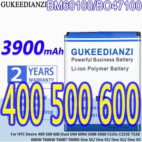 GUKEEDIANZI 3900mAh BO47100 BM60100 Battery For HTC Desire 400 500 600 Dual SIM C525c C525E T528 606W T606W T608T T609D One SC