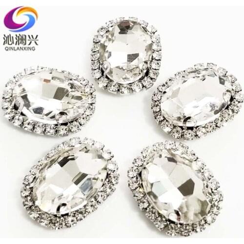 White oval shape top quality sew on Glass Crystal buckle,flatback loose rhinestones,Diy/Clothing/wedding decoration SWTK01