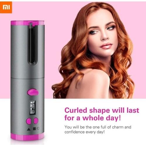 Xiaomi Cordless Auto Rotating Ceramic Hair Curler USB Rechargeable LED Sisplay Temperature Adjustable Curling Wave Styer