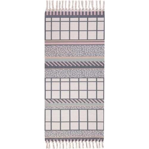 Bohemian Cotton Linen Woven Tassel Rugs Geometric Bathroom Mat Home Bedroom Welcome Pray Carpet Bedside Pad