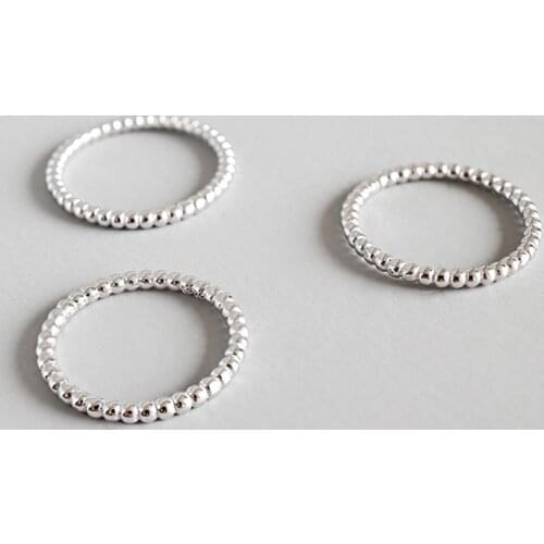 WOMENS THIN 2MM 100% Authentic 925 Sterling Silver Fine Jewelry Round Ball Beads Ring J89