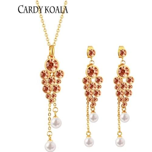 Stainless steel Jewelry Women Necklace Earrings Jewelry Set Bohemian Fashion Accessories Gifts