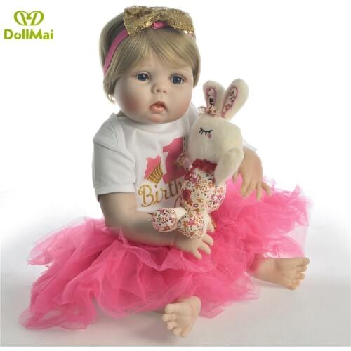 Bebe doll reborn 23 inch Silicone reborn baby doll adorable Lifelike toddler Bonecas girl kid menina de silicone surprises doll