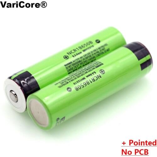VariCore new NCR18650B 3.7 v 3400 mAh 18650 Lithium Rechargeable Battery with Pointed (No PCB) batteries