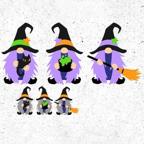 M68E Halloween Gnome Witch Metal Cutting Dies Stencil DIY Scrapbooking Album Paper Card Template Mold Embossing Decoration