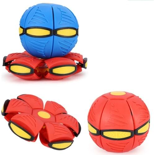Flat Deformation Ball Flying Saucer Shape Glowing Toy Outdoor Bouncing Ball With Light Rebound Bouncing Ball Outdoor Toy