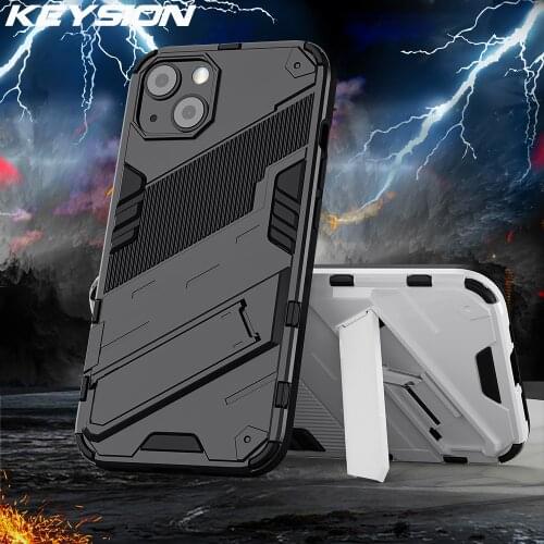 KEYSION Shockproof Armor Case for iPhone 13 Pro Max 13 mini 11 12 Pro Stand Phone Cover for iPhone SE 2020 X XS Max XR 8 7 Plus