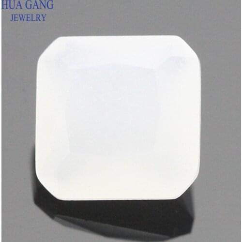 White Translucent Color Square Octangle Shape Princess Cut Loose Glass Beads Synthetic Gems For Jewelry Size 3x3~12x12mm