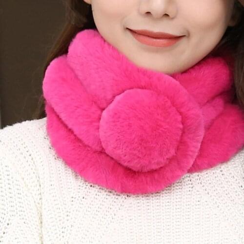 Womens Scarves Spring Winter Women Scarf Warm Knitted Scarves Faux Fur Rings Scarf Thicken Plush Faux Rabbit Fur Neckerchief
