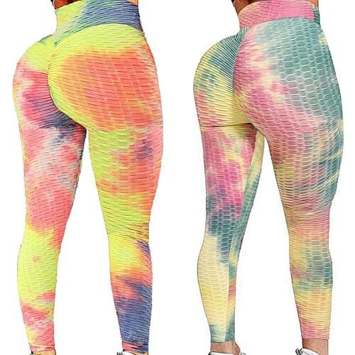 Yoga Pants Tie Dye Leggings Women Sport Pants Fitness Gym Clothing Push Up Tights Workout Anti Cellulite High Waist Active Wear