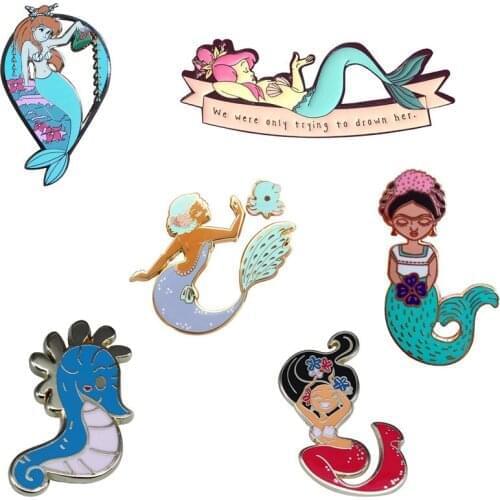 Pretty mermaid Brooch fantasy ocean creatures seahorse decor