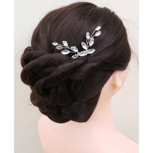 Blue Silver Women Hair Comb Casual Rhinestone Hair Clip Wedding Hair Accessory Bridal Headwear Fashion Hair Jewelry For Bride