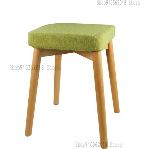 Dining Table Stool Household Stool Solid Wood Makeup Stool Nordic Stackable Shoe Stool Computer Stool Fashion Square Stool Fabri