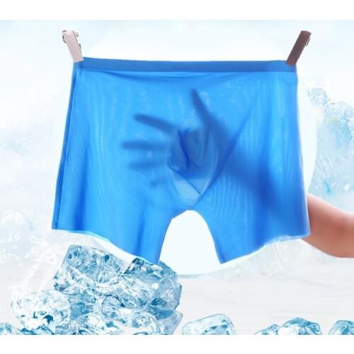 New Quick Dry No Trace Ice Silk Underwear Men Sexy Boxer Soft Breathable Underwear Seamless U Convex Mens Underpants Comfortable