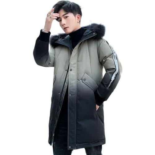 Winter Active Coat Long Puffy Long Jacket for Men Hoodie Thickened Padded Outerwear Snowjacket Over the knee Fashion