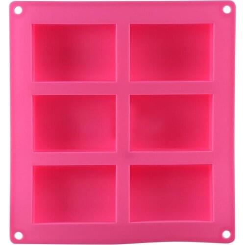 1 Pc 6-Cavity Plain Rectangle Soap Mold Silicone Craft DIY Cake Making Mould