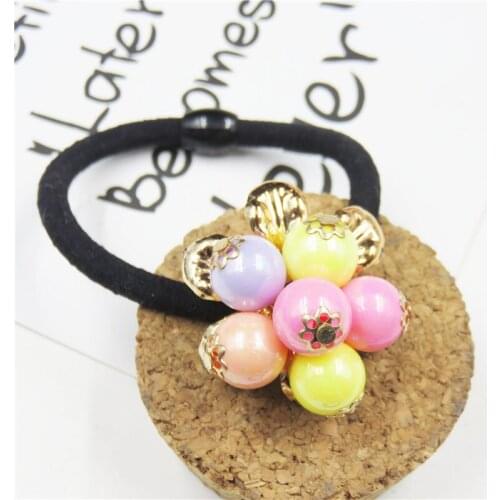 1PCS Novelty Colorfull Ball Flower Elastic Hair Bands For Girl Headband Scrunchy Korean fashion Kids Hair Accessories For Women
