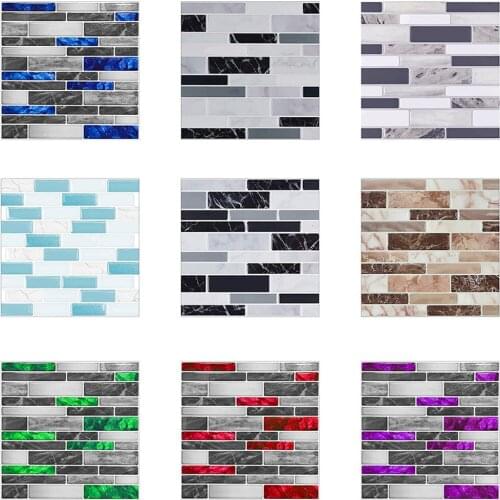 10Pcs/set simulation Gold Metallic Black Marble PVC Self-adhesive Wall Stickers DIY Bathroom Kitchen Wall Tile Stair Sticker