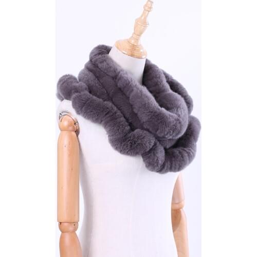 2020 Fashion Womens Winter Genuine Real Rex Rabbit Fur Loop Infinity Scarf Ring Scarves Cowl Scarf Wraps Mufflers Snood Stole