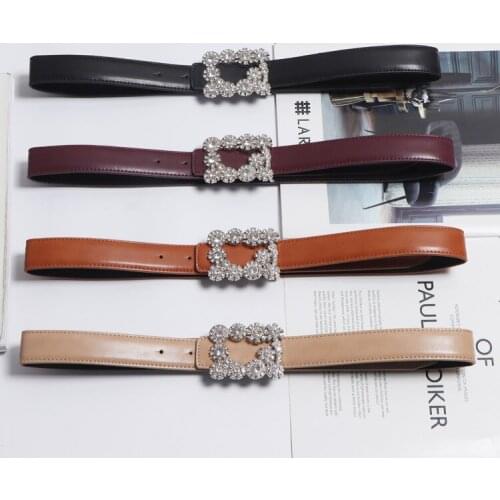 2020 Soft PU Women Waist Belt Flower Rhinestone Buckle Blue Purple Camel Solid Faux Leather Pin Buckle Corset Cummerbund Belt